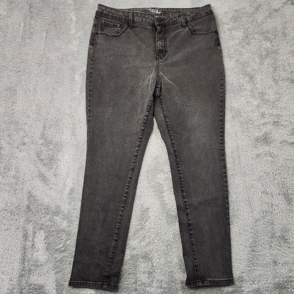 Time and Tru Jeans Womens 18 Black High Rise Skinny TT3016892 5 Pocket Stretch